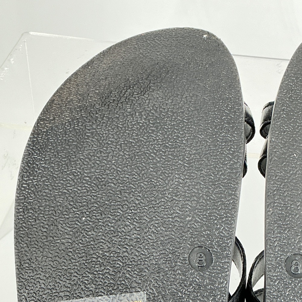 Seychelles Size 8 Black Leather Strappy Toe Loop Slide Sandals Rule the World - Picture 13 of 15